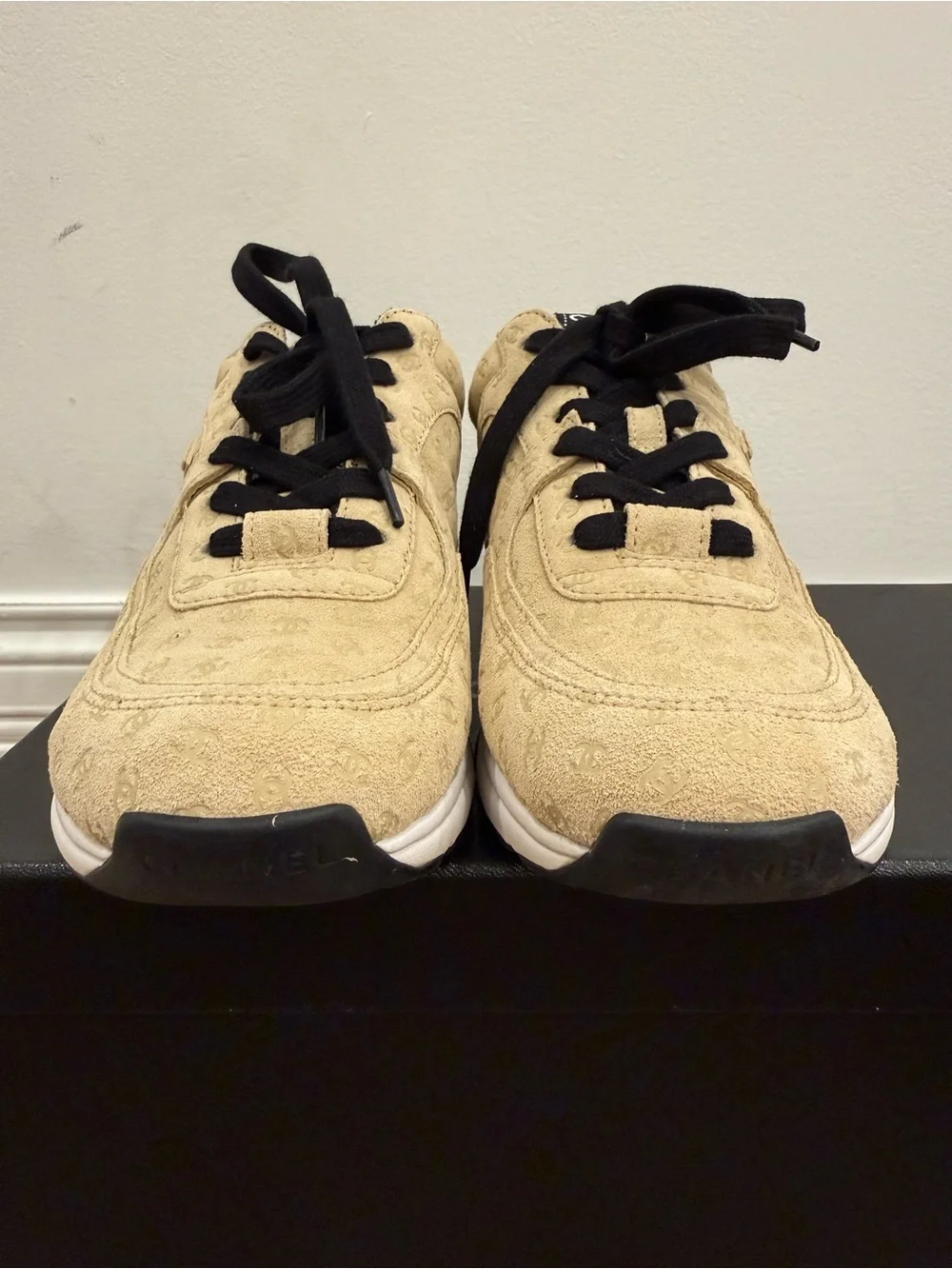 CHANEL beige suede